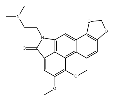 Benzo[cd]-1,3-benzodioxolo[5,4-f]indol-9(10H)-one, 10-[2-(dimethylamino)ethyl]-6,7-dimethoxy- Struktur