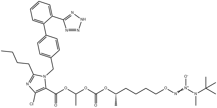 1H-Imidazole-5-carboxylic acid, 2-butyl-4-chloro-1-[[2'-(2H-tetrazol-5-yl)[1,1'-biphenyl]-4-yl]methyl]-, (5S)-1,5,13,14,14-pentamethyl-12-oxido-3-oxo-2,4,10-trioxa-11,12,13-triazapentadec-11-en-1-yl ester Struktur