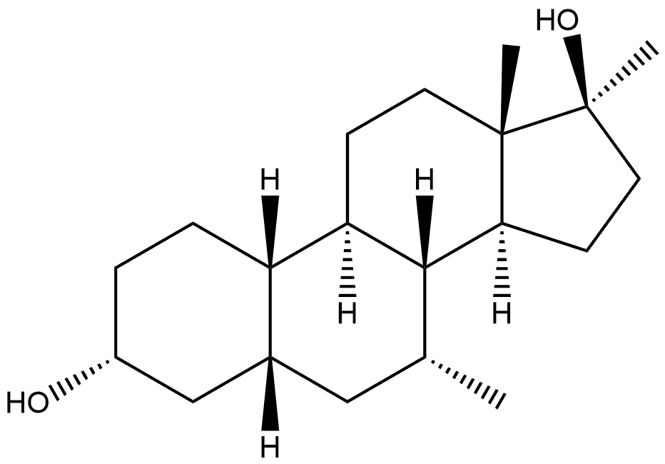 Estrane-3,17-diol, 7,17-dimethyl-, (3α,5β,7α,17β)- Struktur