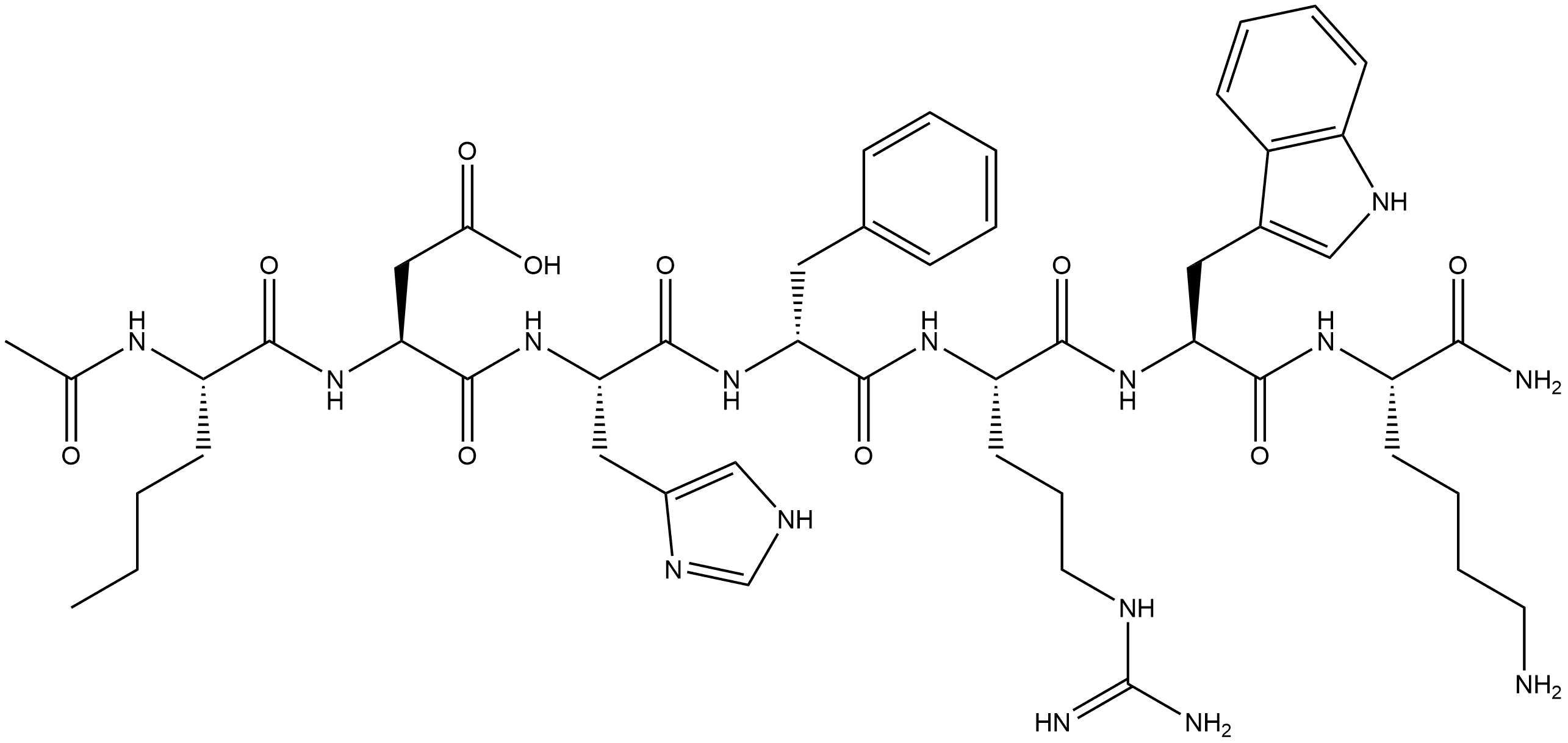 L-Lysinamide, N-acetyl-L-norleucyl-L-α-aspartyl-L-histidyl-D-phenylalanyl-L-arginyl-L-tryptophyl- Struktur