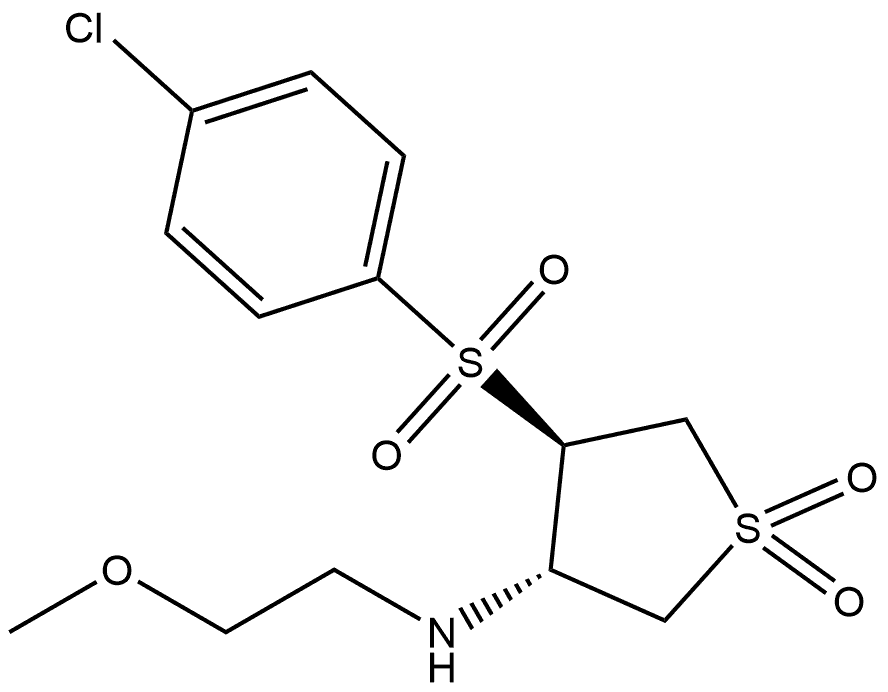 3-Thiophenamine, 4-[(4-chlorophenyl)sulfonyl]tetrahydro-N-(2-methoxyethyl)-, 1,1-dioxide, (3S,4R)- Struktur