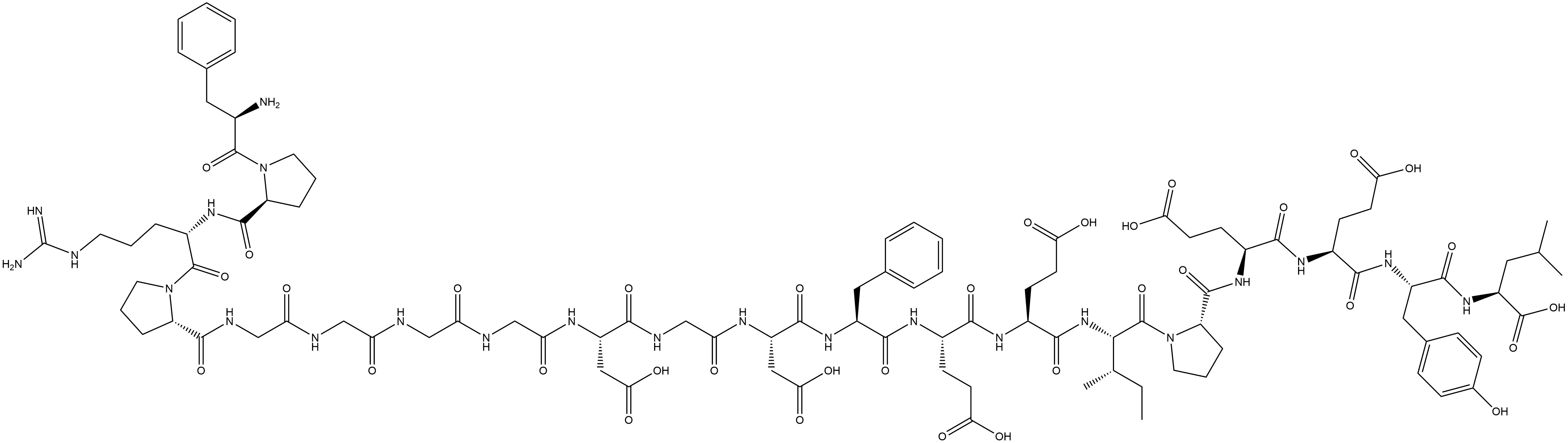 L-Leucine, D-phenylalanyl-L-prolyl-L-arginyl-L-prolylglycylglycylglycylglycyl-L-α-aspartylglycyl-L-α-aspartyl-L-phenylalanyl-L-α-glutamyl-L-α-glutamyl-L-isoleucyl-L-prolyl-L-α-glutamyl-L-α-glutamyl-L-tyrosyl- Struktur