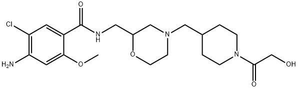 4-Amino-5-chloro-N-[[4-[[1-(2-hydroxyacetyl)-4-piperidinyl]methyl]-2-morpholinyl]methyl]-2-methoxybenzamide Struktur