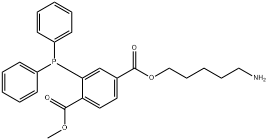 1,4-Benzenedicarboxylic acid, 2-(diphenylphosphino)-, 4-(5-aminopentyl) 1-methyl ester Struktur