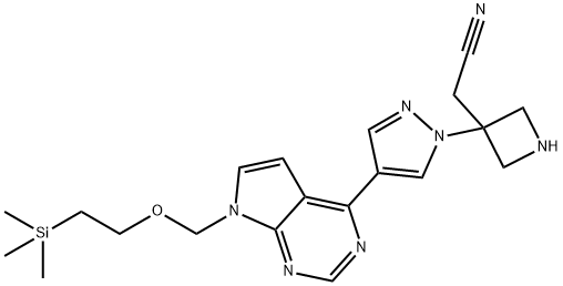 3-Azetidineacetonitrile, 3-[4-[7-[[2-(trimethylsilyl)ethoxy]methyl]-7H-pyrrolo[2,3-d]pyrimidin-4-yl]-1H-pyrazol-1-yl]- Struktur