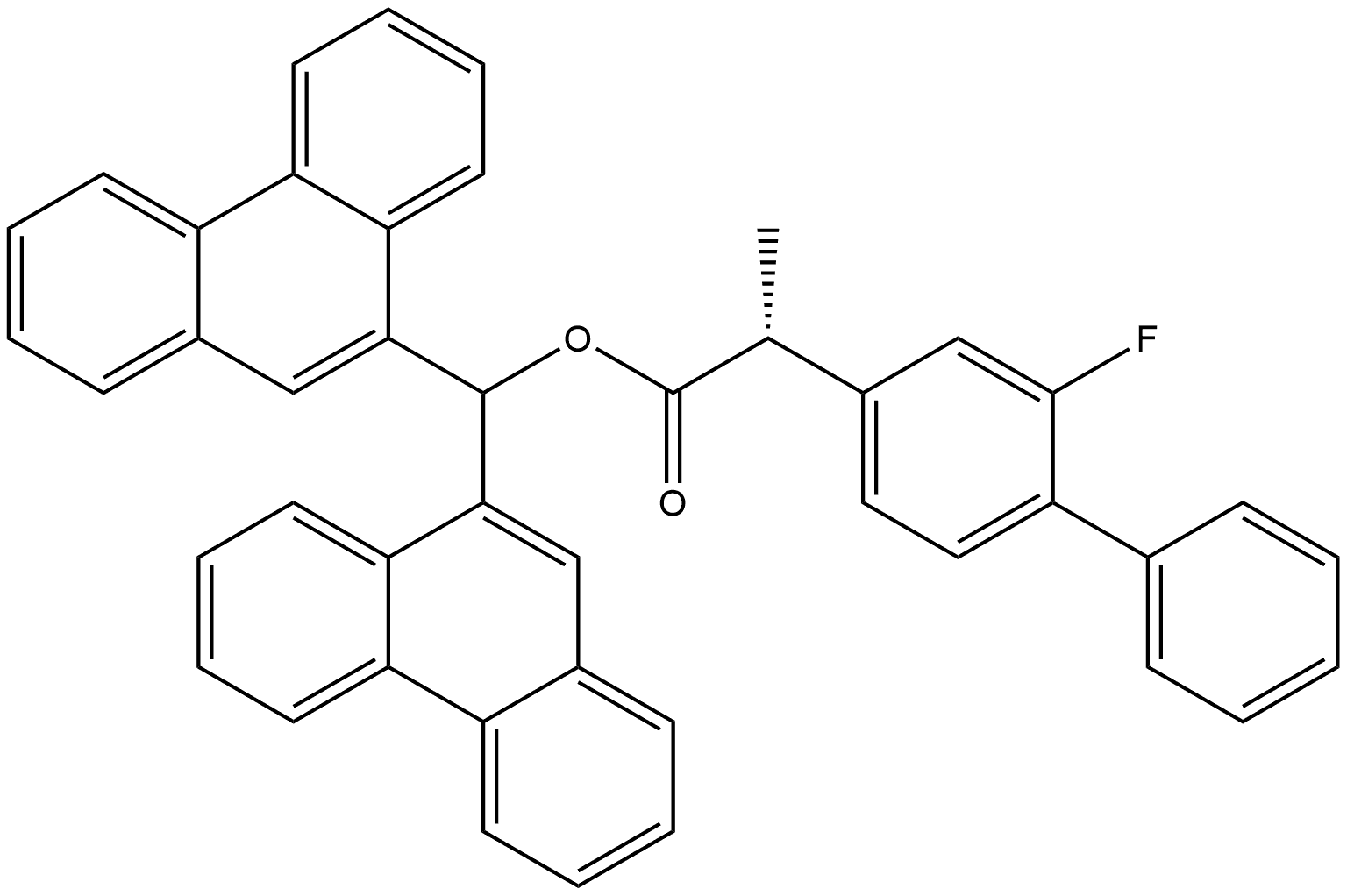 [1,1'-Biphenyl]-4-acetic acid, 2-fluoro-α-methyl-, di-9-phenanthrenylmethyl ester, (αR)- Struktur