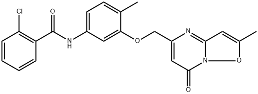 Benzamide, 2-chloro-N-[4-methyl-3-[(2-methyl-7-oxo-7H-isoxazolo[2,3-a]pyrimidin-5-yl)methoxy]phenyl]- Struktur