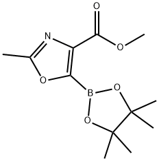 4-Oxazolecarboxylic acid, 2-methyl-5-(4,4,5,5-tetramethyl-1,3,2-dioxaborolan-2-yl)-, methyl ester Struktur