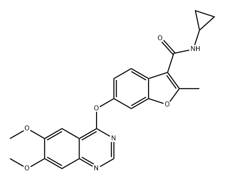 3-Benzofurancarboxamide, N-cyclopropyl-6-[(6,7-dimethoxy-4-quinazolinyl)oxy]-2-methyl- Struktur