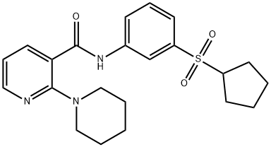 3-Pyridinecarboxamide, N-[3-(cyclopentylsulfonyl)phenyl]-2-(1-piperidinyl)- Struktur