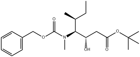 Heptanoic acid, 3-hydroxy-5-methyl-4-[methyl[(phenylmethoxy)carbonyl]amino]-, 1,1-dimethylethyl ester, [3S-(3R*,4R*,5R*)]- (9CI) Struktur