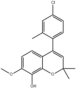 2H-1-Benzopyran-8-ol, 4-(4-chloro-2-methylphenyl)-7-methoxy-2,2-dimethyl- Struktur