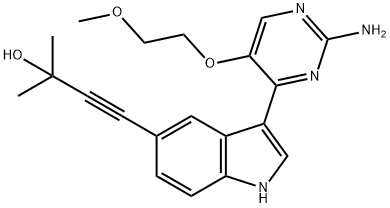 3-Butyn-2-ol, 4-[3-[2-amino-5-(2-methoxyethoxy)-4-pyrimidinyl]-1H-indol-5-yl]-2-methyl- Struktur