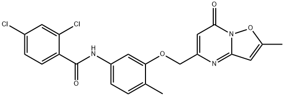 Benzamide, 2,4-dichloro-N-[4-methyl-3-[(2-methyl-7-oxo-7H-isoxazolo[2,3-a]pyrimidin-5-yl)methoxy]phenyl]- Struktur