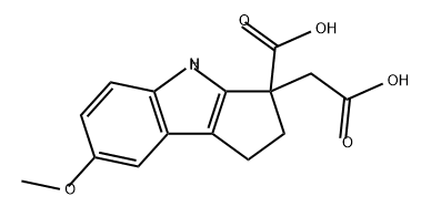 Cyclopent[b]indole-3-acetic acid, 3-carboxy-1,2,3,4-tetrahydro-7-methoxy- Struktur