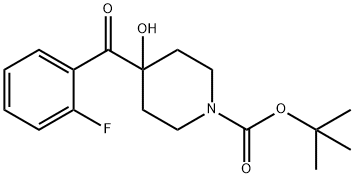 1-Piperidinecarboxylic acid, 4-(2-fluorobenzoyl)-4-hydroxy-, 1,1-dimethylethyl ester Struktur