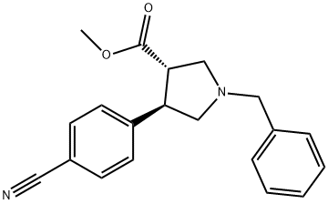 trans-methyl 1-benzyl-4-(4-cyanophenyl)pyrrolidine-3-carboxylate Struktur