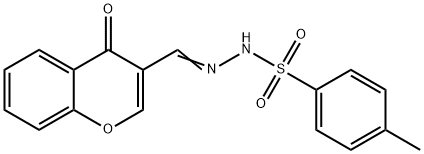 Benzenesulfonic acid, 4-methyl-, 2-[(4-oxo-4H-1-benzopyran-3-yl)methylene]hydrazide Struktur