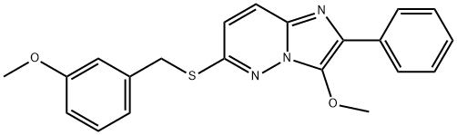 Imidazo[1,2-b]pyridazine, 3-methoxy-6-[[(3-methoxyphenyl)methyl]thio]-2-phenyl- Struktur