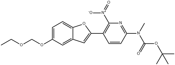 tert-butyl 5-(5(ethoxymethoxy)benzofural-2-yl)-6-nitropyridin-2-yl(methyl)ccarbamate Struktur