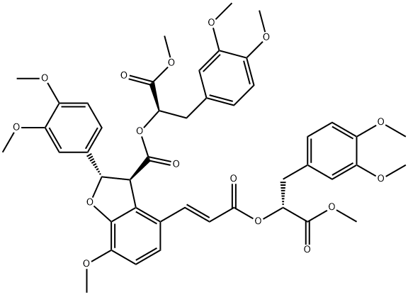 3-Benzofurancarboxylic acid, 2-(3,4-dimethoxyphenyl)-4-[(1E)-3-[(1R)-1-[(3,4-dimethoxyphenyl)methyl]-2-methoxy-2-oxoethoxy]-3-oxo-1-propen-1-yl]-2,3-dihydro-7-methoxy-, (1R)-1-[(3,4-dimethoxyphenyl)methyl]-2-methoxy-2-oxoethyl ester, (2S,3S)-