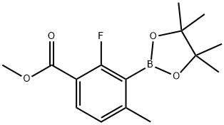 Benzoic acid, 2-fluoro-4-methyl-3-(4,4,5,5-tetramethyl-1,3,2-dioxaborolan-2-yl)-, methyl ester Struktur