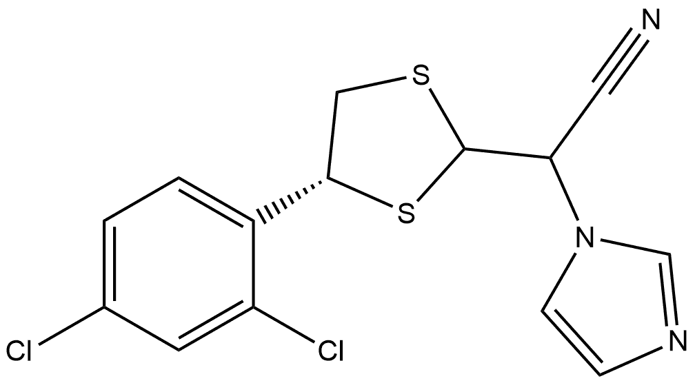 1H-Imidazole-1-acetonitrile, α-[(4R)-4-(2,4-dichlorophenyl)-1,3-dithiolan-2-yl]- Struktur