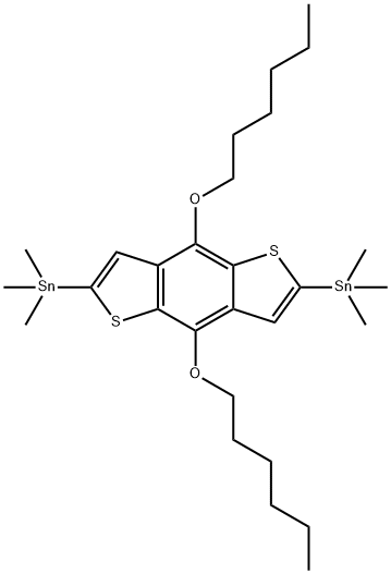 Stannane, 1,1'-[4,8-bis(hexyloxy)benzo[1,2-b:4,5-b']dithiophene-2,6-diyl]bis[1,1,1-trimethyl- Struktur