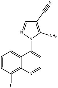 5-Amino-1-(8-fluoroquinolin-4-yl)-1H-pyrazole-4-carbonitrile Struktur