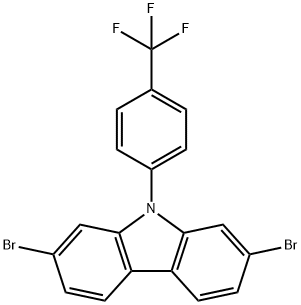 2,7-dibromo-9-(4-(trifluoromethyl)phenyl)-9H-carbazole Struktur