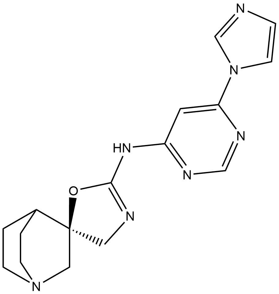 (3R)-N-[6-(1H-Imidazol-1-yl)-4-pyrimidinyl]spiro[1-azabicyclo[2.2.2]octane-3,5'(4'H)-oxazol]-2'-amine Struktur