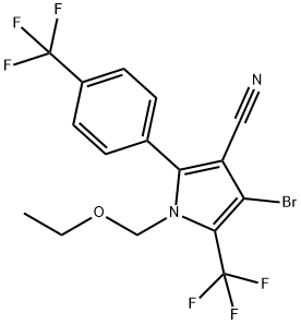 1H-Pyrrole-3-carbonitrile, 4-bromo-1-(ethoxymethyl)-5-(trifluoromethyl)-2-[4-(trifluoromethyl)phenyl]- Struktur