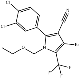 1H-Pyrrole-3-carbonitrile, 4-bromo-2-(3,4-dichlorophenyl)-1-(ethoxymethyl)-5-(trifluoromethyl)- Struktur