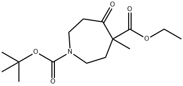 4-Methyl-5-oxo-azepane-1,4-dicarboxylic acid 1-tert-butyl ester 4-ethyl ester Struktur