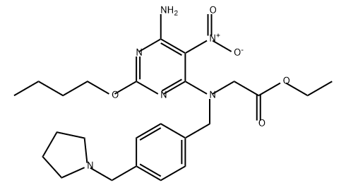 Glycine, N-(6-amino-2-butoxy-5-nitro-4-pyrimidinyl)-N-[[4-(1-pyrrolidinylmethyl)phenyl]methyl]-, ethyl ester Struktur