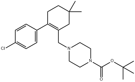 1-Piperazinecarboxylic acid, 4-[[2-(4-chlorophenyl)-5,5-dimethyl-1-cyclohexen-1-yl]methyl]-, 1,1-dimethylethyl ester Struktur