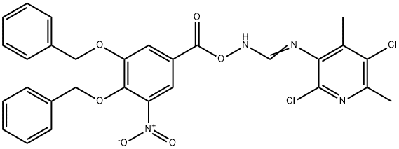 Benzoicacid,3-nitro-4,5-bis(phenylmethoxy)-,[(2,5-dichloro-4,6-dimethyl-3-pyridinyl)iminomethyl]azanyl ester Struktur