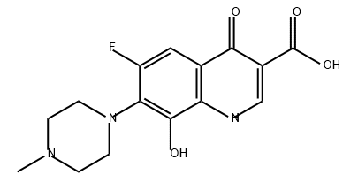 3-Quinolinecarboxylic acid, 6-fluoro-1,4-dihydro-8-hydroxy-7-(4-methyl-1-piperazinyl)-4-oxo- Struktur