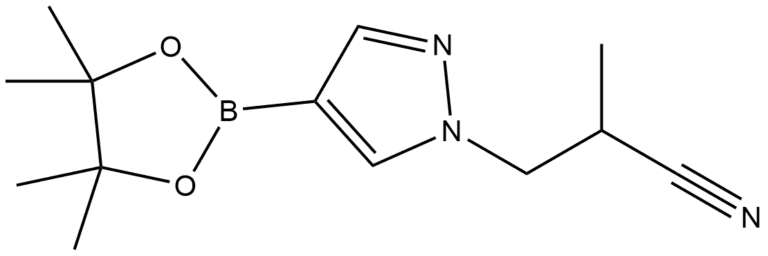 2-Methyl-3-(4-(4,4,5,5-tetramethyl-1,3,2-dioxaborolan-2-yl)-1H-pyrazol-1-yl)propanenitrile Struktur