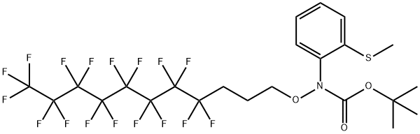 Carbamic acid, N-[(4,4,5,5,6,6,7,7,8,8,9,9,10,10,11,11,11-heptadecafluoroundecyl)oxy]-N-[2-(methylthio)phenyl]-, 1,1-dimethylethyl ester Struktur