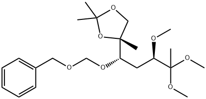 arabino-2-Heptulose, 1,4-dideoxy-6-C-methyl-3-O-methyl-6,7-O-(1-methylethylidene)-5-O-(phenylmethoxy)methyl-, dimethyl acetal Struktur