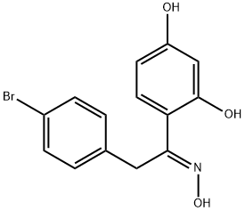 Ethanone, 2-(4-bromophenyl)-1-(2,4-dihydroxyphenyl)-, oxime, (1E)- Struktur