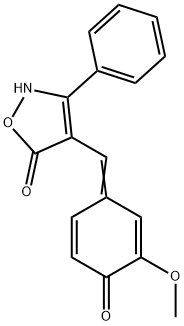 5(2H)-Isoxazolone, 4-[(3-methoxy-4-oxo-2,5-cyclohexadien-1-ylidene)methyl]-3-phenyl- Struktur