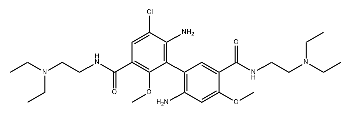 [1,1'-Biphenyl]-3,3'-dicarboxamide, 6,6'-diamino-5-chloro-N3,N3'-bis[2-(diethylamino)ethyl]-2,4'-dimethoxy- Struktur