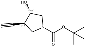 rac-tert-butyl (3R,4S)-3-ethynyl-4-hydroxypyrrolidine-1-carboxylate Struktur