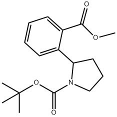 1-Pyrrolidinecarboxylic acid, 2-[2-(methoxycarbonyl)phenyl]-, 1,1-dimethylethyl ester Struktur