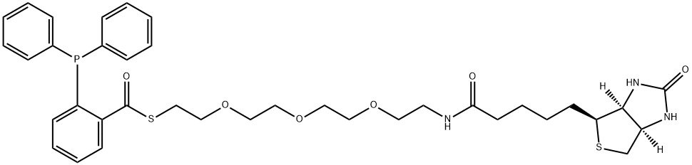 Benzenecarbothioic acid, 2-(diphenylphosphino)-, S-[17-[(3aS,4S,6aR)-hexahydro-2-oxo-1H-thieno[3,4-d]imidazol-4-yl]-13-oxo-3,6,9-trioxa-12-azaheptadec-1-yl] ester Struktur