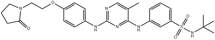 Benzenesulfonamide, N-(1,1-dimethylethyl)-3-[[5-methyl-2-[[4-[2-(2-oxo-1-pyrrolidinyl)ethoxy]phenyl]amino]-4-pyrimidinyl]amino]- Struktur