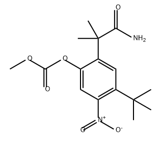 Carbonic acid, 2-(2-amino-1,1-dimethyl-2-oxoethyl)-4-(1,1-dimethylethyl)-5-nitrophenyl methyl ester Struktur