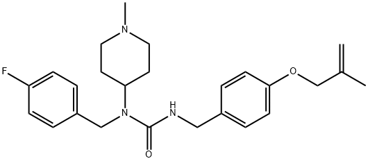 Urea, N-[(4-fluorophenyl)methyl]-N-(1-methyl-4-piperidinyl)-N'-[[4-[(2-methyl-2-propen-1-yl)oxy]phenyl]methyl]- Struktur